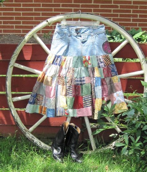 Items Similar To Patchwork Denim Skirt On Etsy