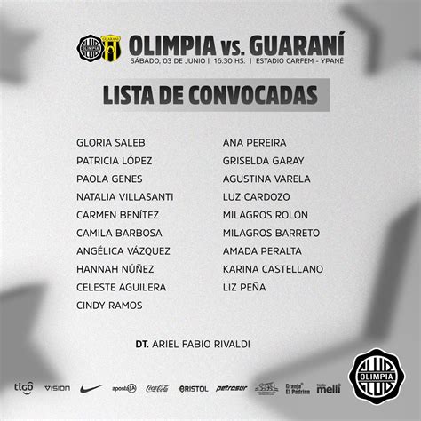 Olimpia Femenino On Twitter Las Elegidas Por El Profe Lista De