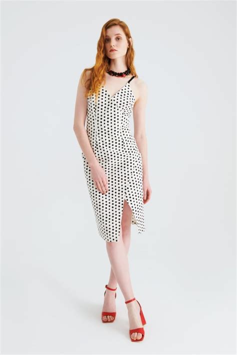 Strap Polka Dot Evening Dress Rocco