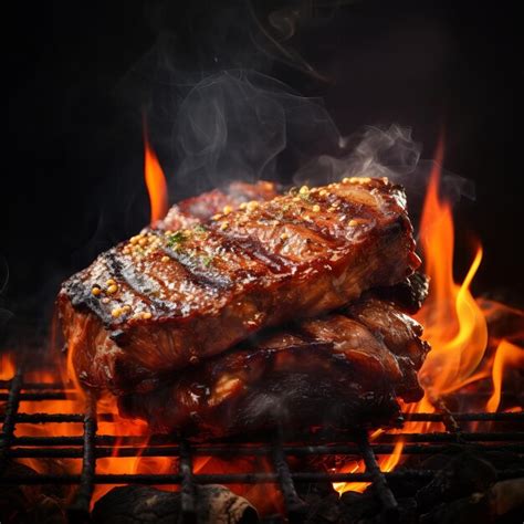 Carne Jugosa A La Parrilla Con Fuego Foto Premium