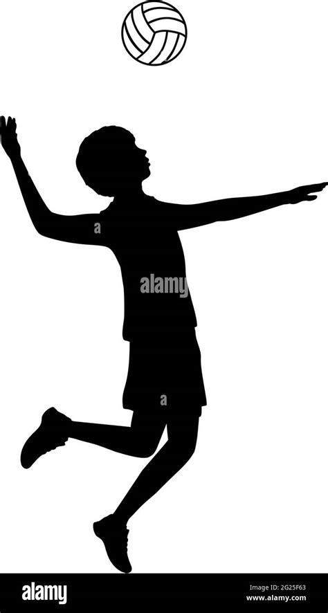 Silhouette boy playing volleyball sport. Illustration graphics icon Stock Vector Image & Art - Alamy