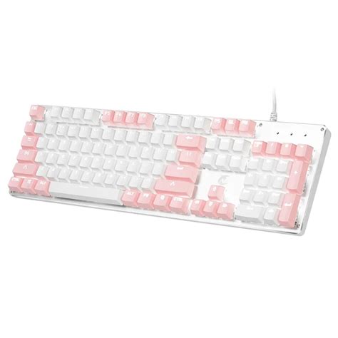 104 taste tastatură mecanică roz alb gaming usb cablu tastatura led cu