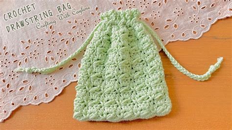 Easy Crochet Drawstring Bag Minty Cardamom Drawstring Bag Advanced Beginner Crochet Project