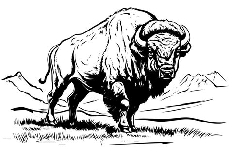 Hand Drawn Buffalo Vector Illustration Of Bull Ink Sketch Engraving