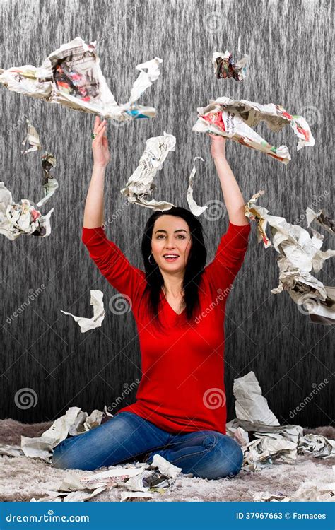 Woman Throwing Papers Stock Image Image Of Beauty Lady 37967663