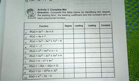 10 Activity 3 Complete Mel Direction Complete The Table Below By