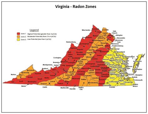 EPA Radon Risk Map for Virginia - Radiological Health