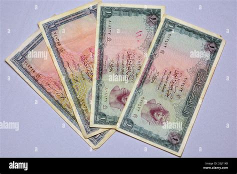 A Collection Of A Blurred Egyptian One Pound Banknote And