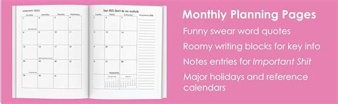 Fuck It Funny Planner Swearing Calendar With Motivational Quotes Weekly Daily Monthly