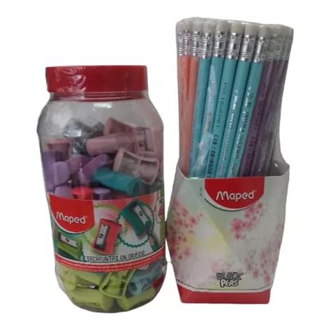 Lapiz Maped Pastel Con Goma Hb Bote Y Sacapuntas Maped Vivo Env O Gratis