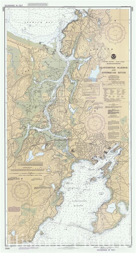 Historic Nautical Map Gloucester Harbor And Annisquam River 1990 No Historic Pictoric