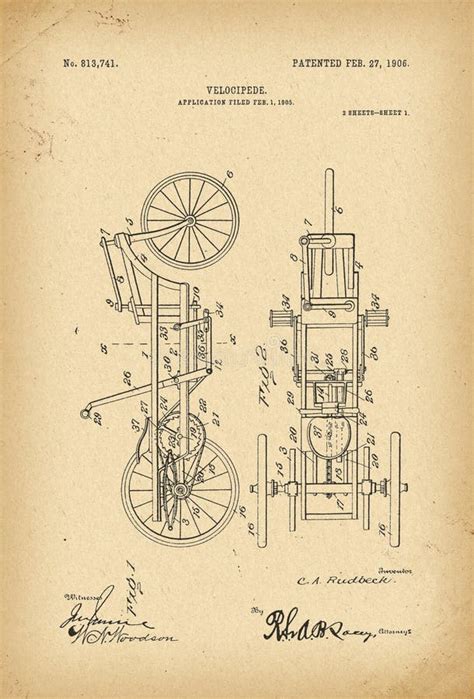 1906 Patent Velocipede Bicycle History Invention Stock Illustration ...