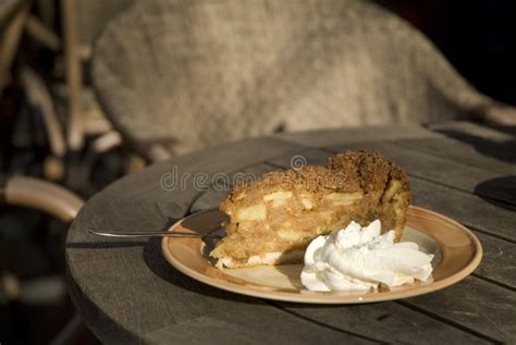 Apple-pie With Whipped Cream Stock Photo - Image of outdoor, apples ...