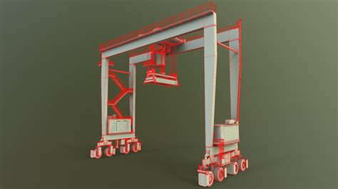 Rubber Tyred Gantry Crane Rtg V Green Light D Model By Pbr Cool