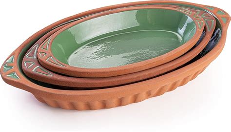 Luksyol Terracotta Oval Oven Tray WH Pots For Cooking With Handles