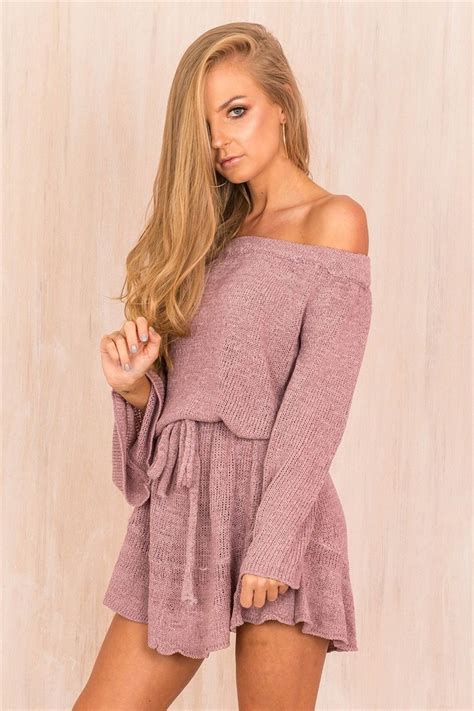 Sexy Off Shoulder Knitting Sweater Dress Women Elegant Ruffle Sash Short Dress Casual Long