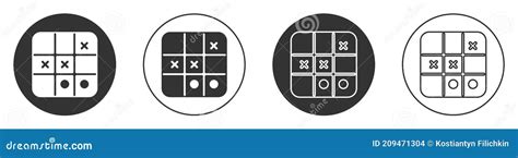 Black Tic Tac Toe Game Icon Isolated On White Background Circle Button