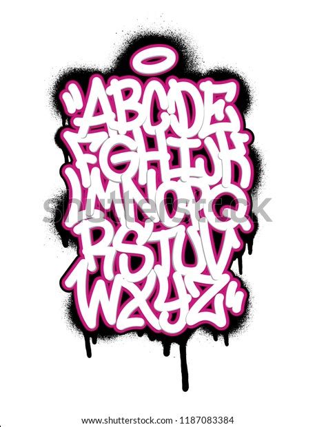 Handwritten Graffiti Font Alphabet Set On Stock Vector Royalty Free