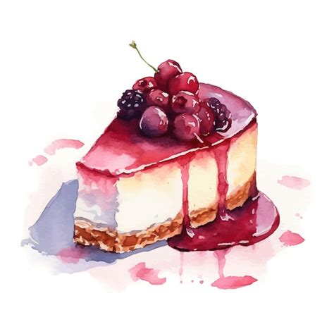 Premium Vector Watercolor Cheesecake White Background