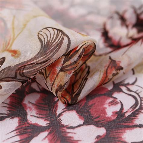 100 Fine Silk Chiffon Fabric Floral Printing 53 6mm Etsy