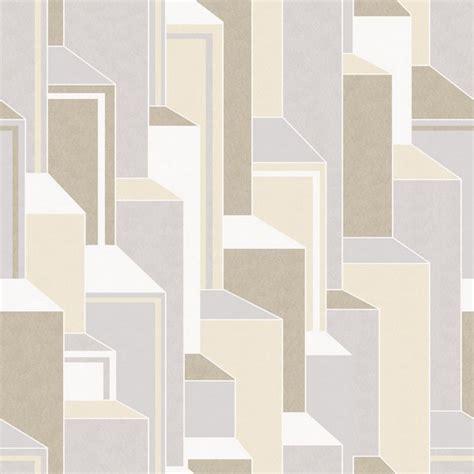 KTM1340 | Mondrian Beige Architectural 3D Geometric Wallpaper