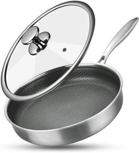 Amazon Hodrme Stainless Steel Semi Nonstick Frying Pan With Lid