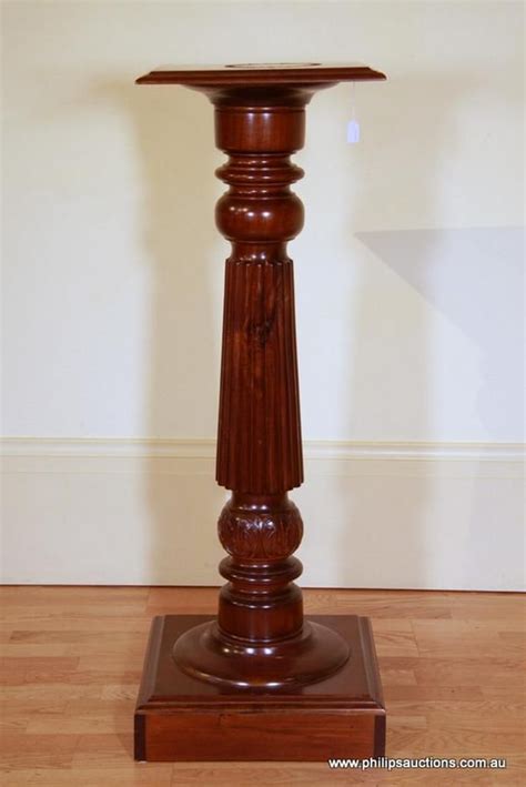 Mahogany Pedestal With Tapering Stem And Square Base Pedestals