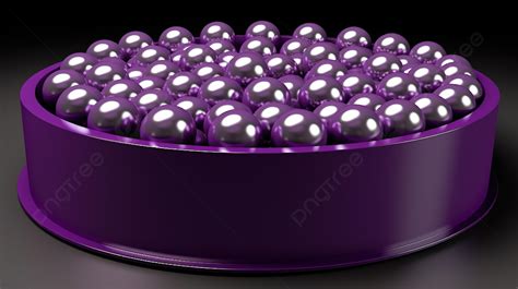 Metallic Spheres Adorn A D Rendered Purple Circular Podium Background