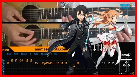 Sword Art Online Op Crossing Field Acoustic Guitar Lesson [tutorial Tab Chords] Youtube