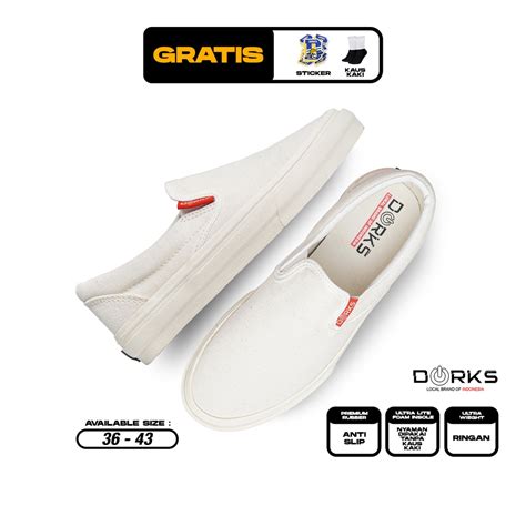 Jual DORKS Slip On Off White Sepatu Sneakers Casual Pria Wanita