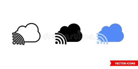 Cloud Access Icon Of 3 Types Color Black And White Outline Isolated