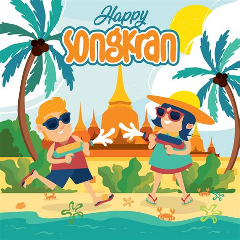 Happy Songkran Festival Vector Art At Vecteezy