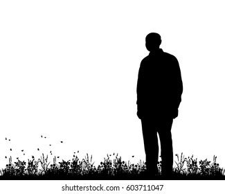 Vector Silhouette Man Stand Stock Vector (Royalty Free) 603711047 | Shutterstock