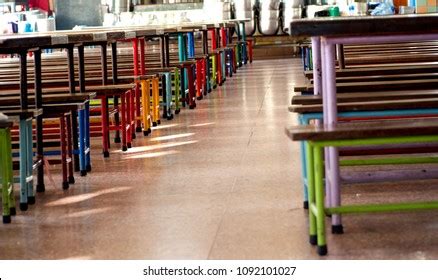 Tables Chairs School Cafeteria Colorful Concept Stock Photo 1092101027 ...