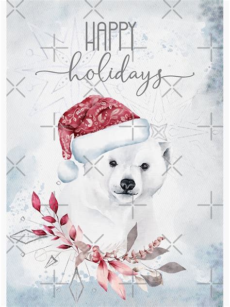 Christmas Polar Bear Greeting Card Happy Holidays Poster For Sale By