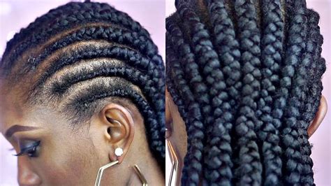 Tutorial How To Braid Big Cornrows On Short Natural Hair Youtube