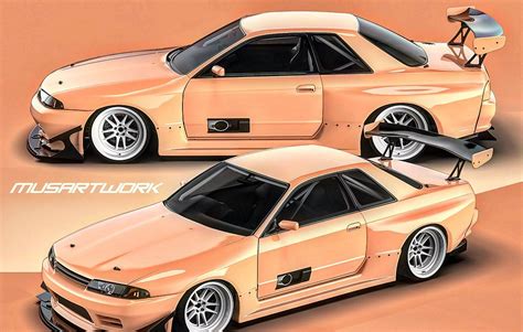 R32 Nissan Skyline Gt R Looks So Digitally Peachy When Slammed And