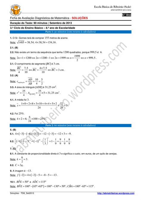 Pdf Ano Ficha De Avalia O Diagn Stica De Matem Tica Pdf