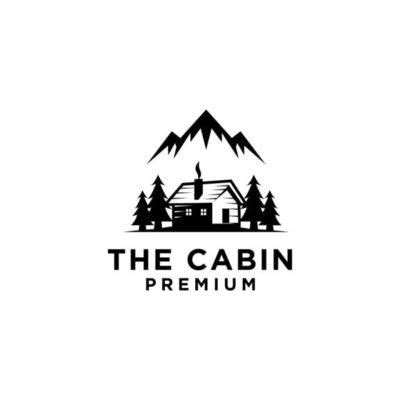 Modern Monochrome Wooden Cabin Logo Branding Design In Retro