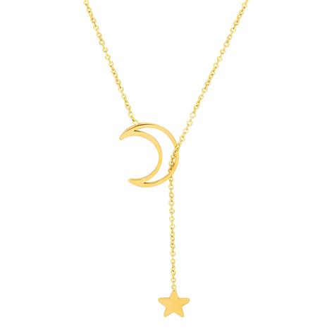 18k Gold Plated Stainless Steel Moon And Star Necklace Intensity Sku 85648 0 Wholesale