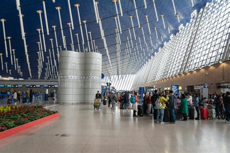 Arquitectura Del Aeropuerto De Shanghai Pudong En Shangai China Foto