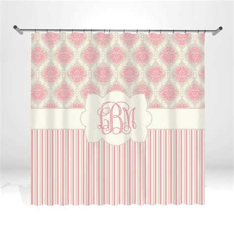 Pale Pink Damask Personalized Custom Shower Curtain Monogram