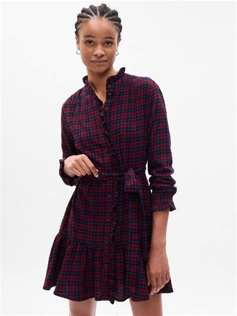 Plaid Tiered Mini Dress Gap