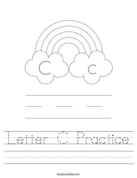 Letter C Practice Worksheet Twisty Noodle