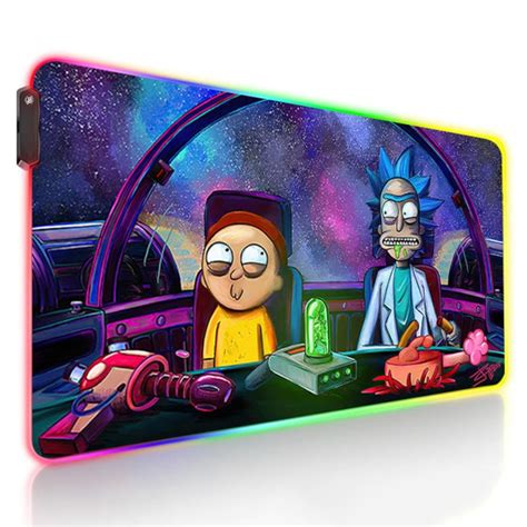 Rick And Morty Rgb Gaming Mouse Pad Rick And Morty Led Gaming Etsy