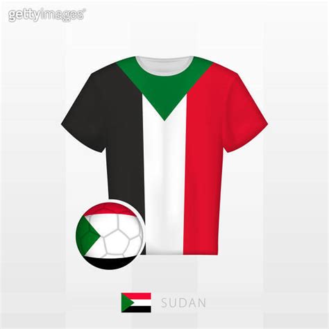 Football Uniform Of National Team Of Sudan With Football Ball With Flag