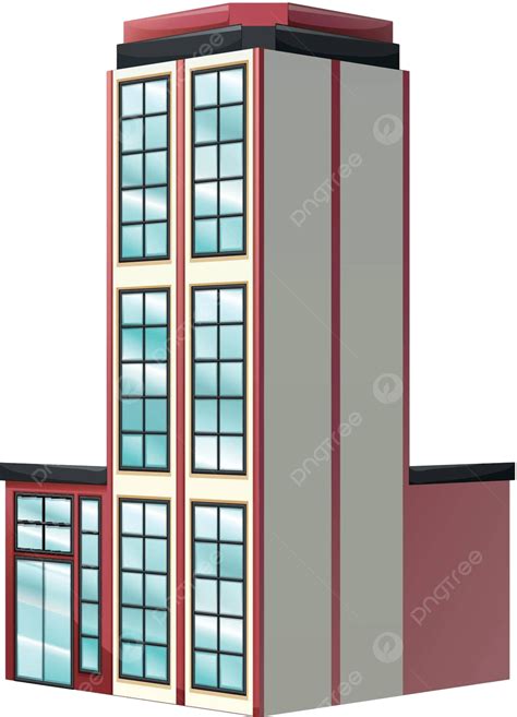 Architecture Design For Apartment Building In Red Element Icon Angle