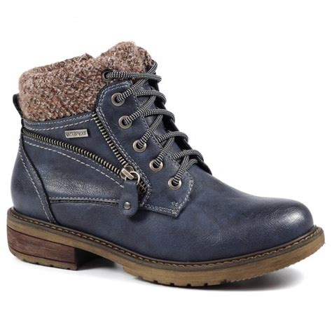 Womens Benson Iii Navy Waterproof Lace Up Ankle Boots Glb Bl