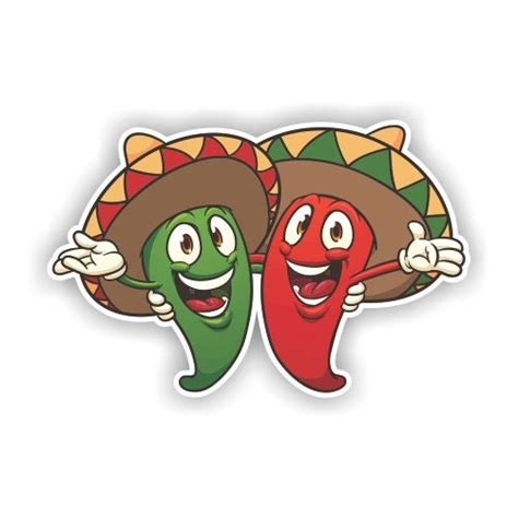 Chili Peppers Wearing Sombreros Vinyl Decal Sticker