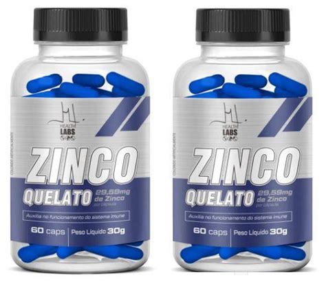 Kit C 2 Zinco Quelato 29 59mg Health Labs 60caps Atua Na Melhora Da